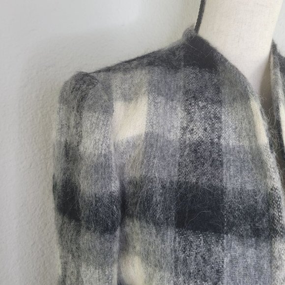 Vintage Gregg sport Mohair check Windowpane Black White Gray crop blazer 8 - Picture 3 of 9